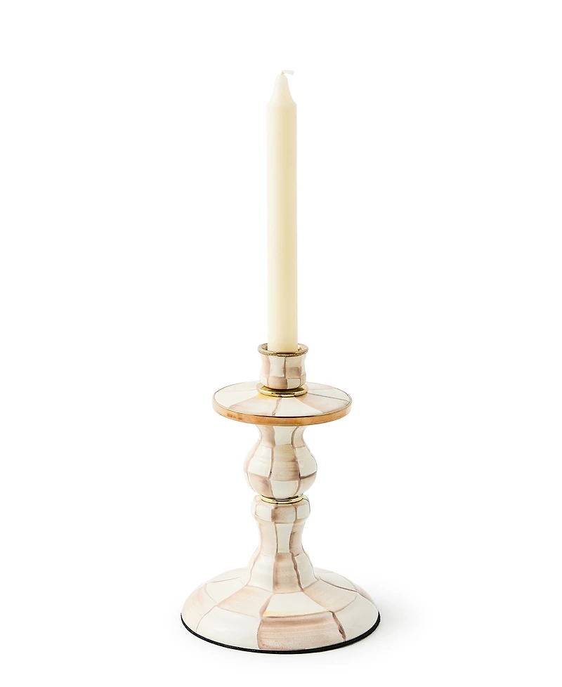 MacKenzie-Childs Mocha Check Small Candlestick