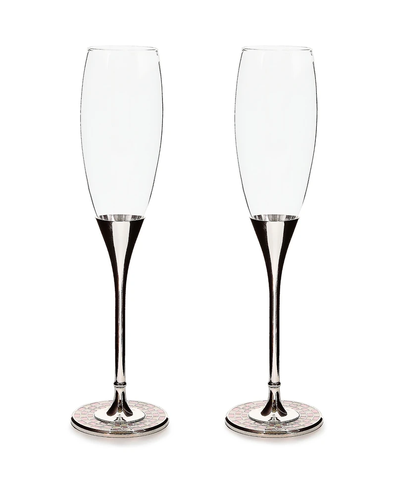 MacKenzie-Childs Celebrate Rosy Toasting Flutes, Set of 2