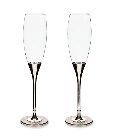 MacKenzie-Childs Celebrate Rosy Toasting Flutes, Set of 2