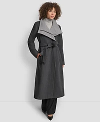 Dkny Women's Wing Collar Asymmetrical Wrap Coat