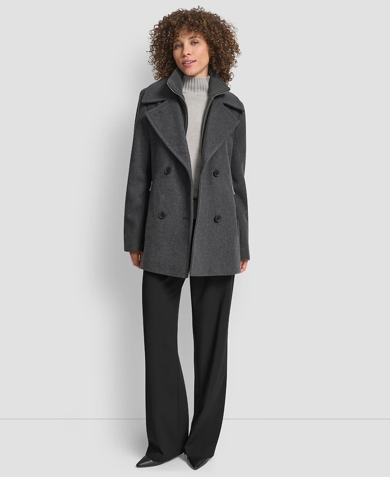 Dkny Women's Double-Breasted Bibbed Collared Coat