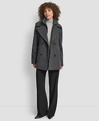 Dkny Women's Double-Breasted Bibbed Collared Coat