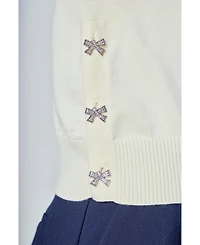 endless rose Women's Side Bow Buttoned Knit Top