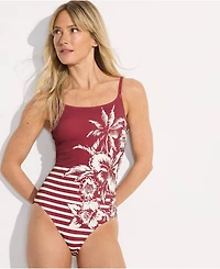 Lands' End Women's Long Tugless Thin Strap One Piece Swimsuit