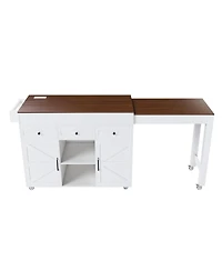 Casainc Kitchen Island with Extendable Dining Table and Power Outlet, Mdf Frame, 74.8"