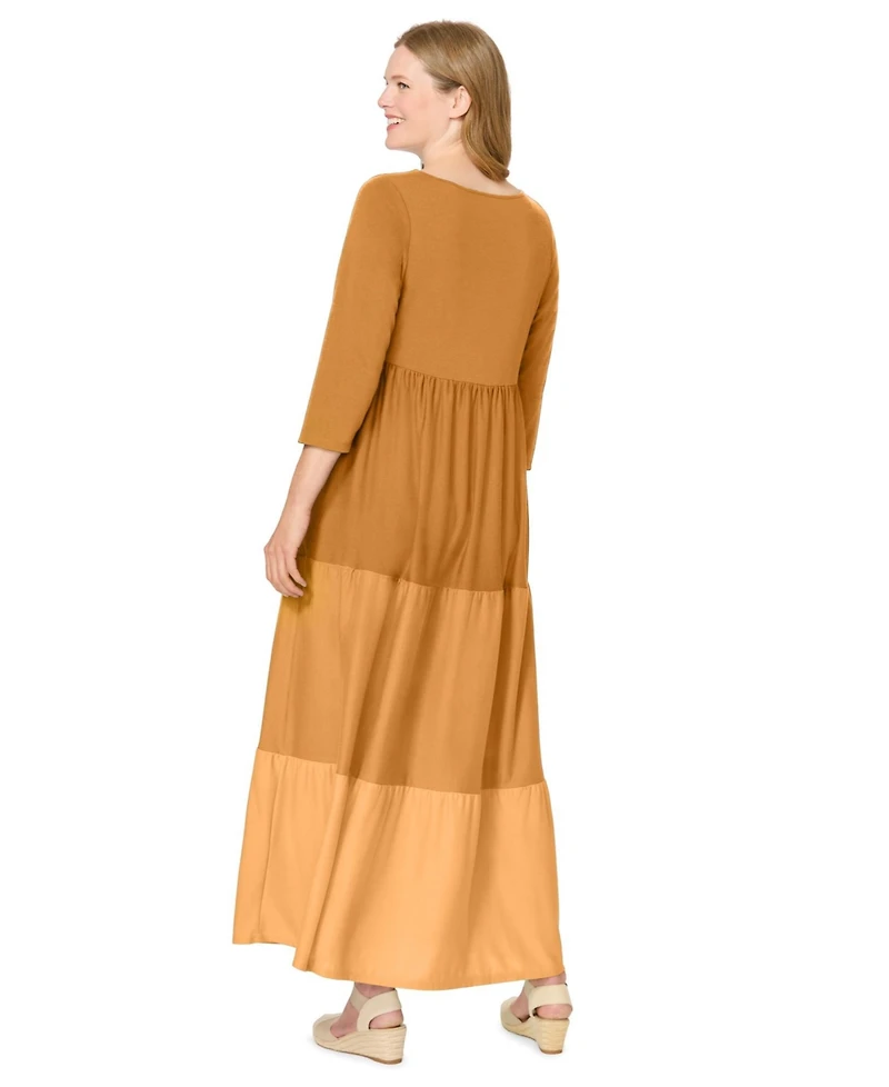 Woman Within Women's Colorblock Tiered Dress