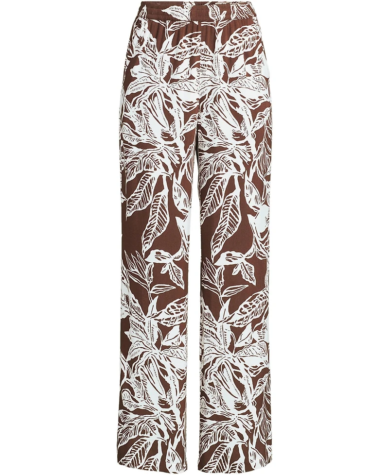 Lands' End Women's Tall Rayon High Rise Wide Leg Pants - Set Bottom