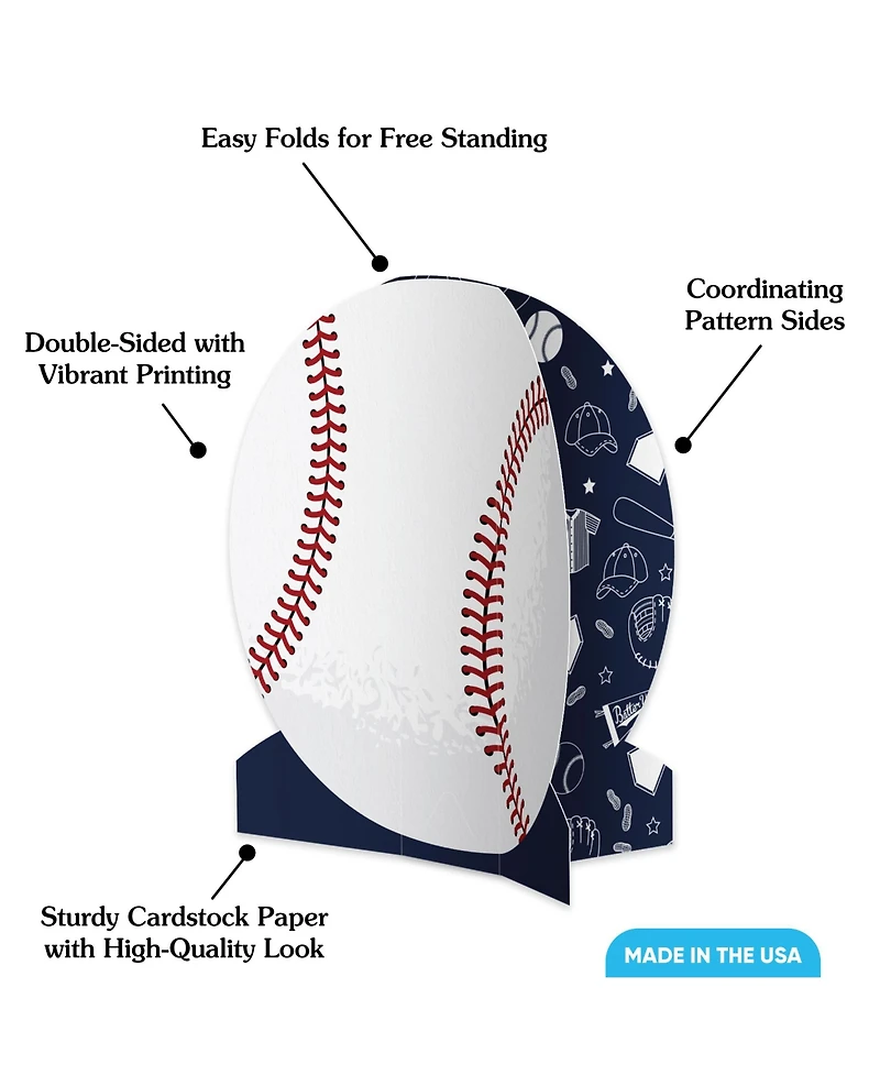 Big Dot of Happiness Freestanding 3D Baseball Centerpiece Table Decorations - 8 Count