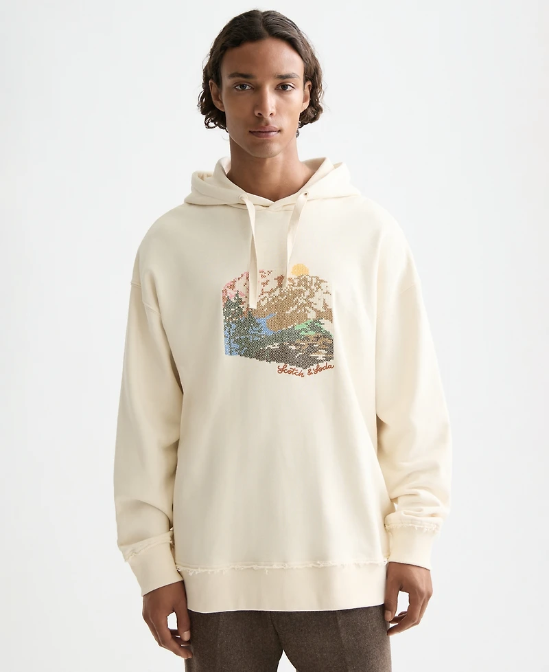 Scotch & Soda Men's Loose Fit Embroidered Artwork Hoodie