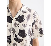 Scotch & Soda Men's Relaxed Fit Short Sleeve Marble Print Button-Front Camp Shirt