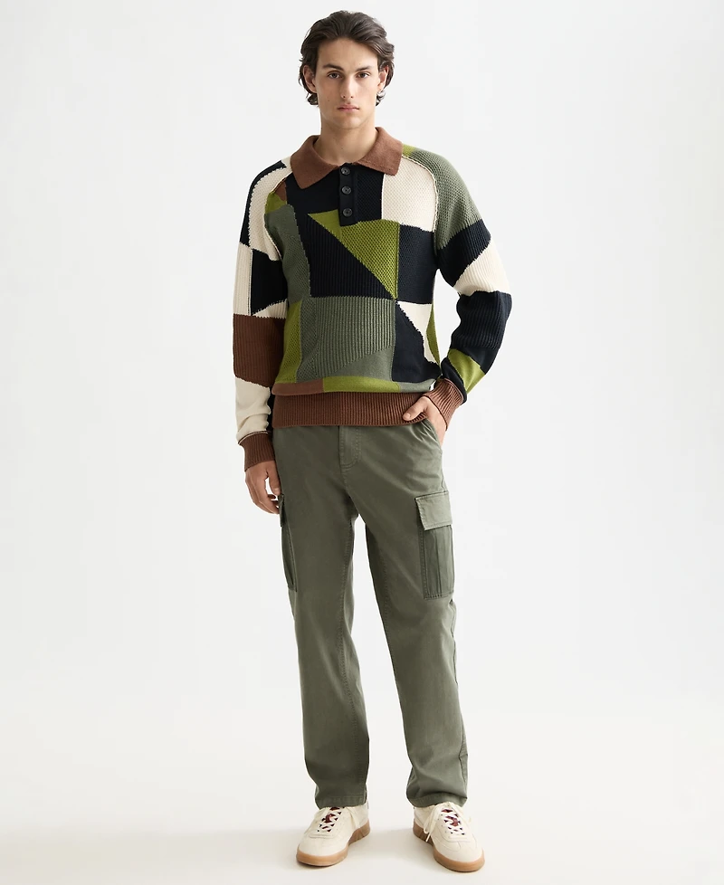 Scotch & Soda Men's Patchwork Long Sleeve Polo Sweater