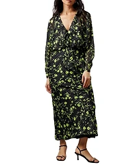Warehouse Women's Shadow Stripe Floral Batwing Midi Dress