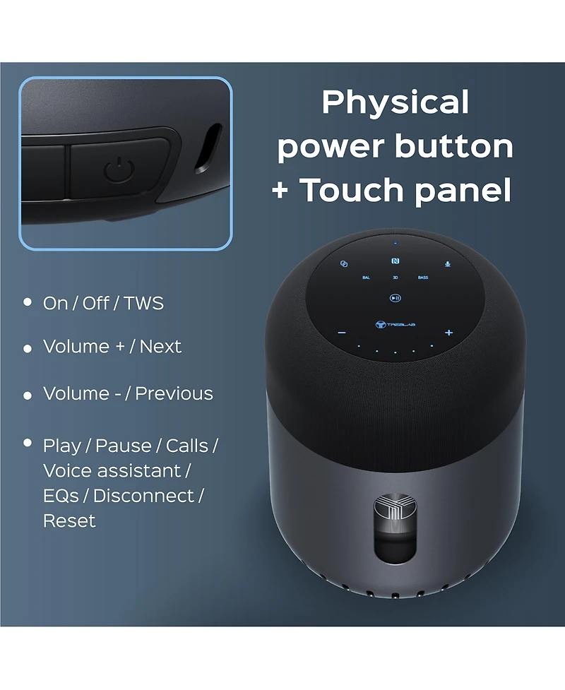 Treblab Hd-360 Pro 360° Surround Sound Portable Bluetooth Speaker
