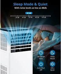 Gaomon 8,000 Btu Portable Ac - 3-in-1 Cooling, Fan & Dehumidifier, Smart Unit with Led Display, Remote Control, Timer & Installation Kit