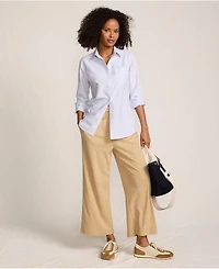Lands' End Women's Sport Knit Elastic Waist Wide Leg Crop Pants
