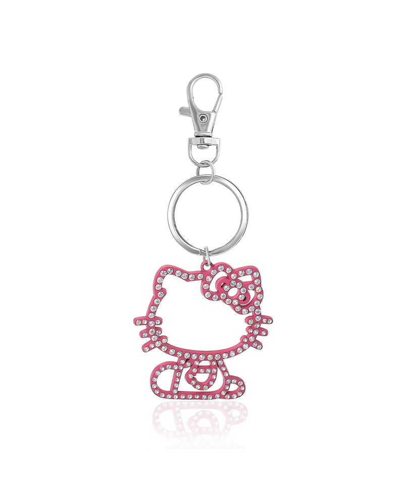 Hello Kitty Pink Silhouette Outline Crystal Keychain