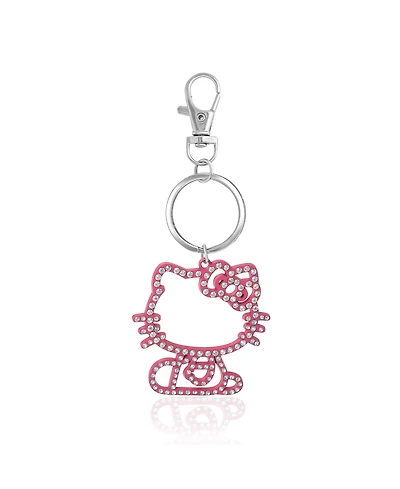 Hello Kitty Pink Silhouette Outline Crystal Keychain