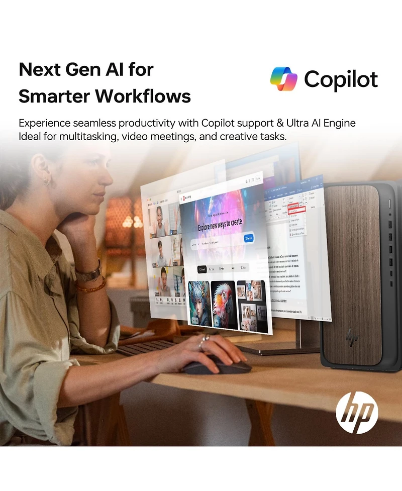 Hp OmniDesk Premium Tower Desktop Intel Core Ultra 7 265 8GB Ram Nvidia GeForce Rtx 4060 512GB Ssd Storage Windows 11 Home - Black