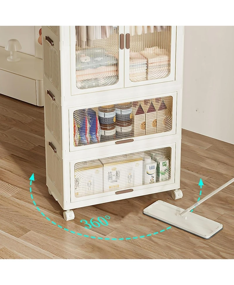 gaomon 4 Tier Portable Kids Wardrobe Closet with Doors