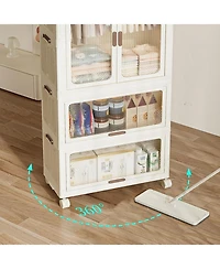gaomon 4 Tier Portable Kids Wardrobe Closet with Doors