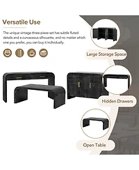 Unique Retro Silhouette Sectional Three-Piece Set Containing Sideboard, Console Table and Coffee