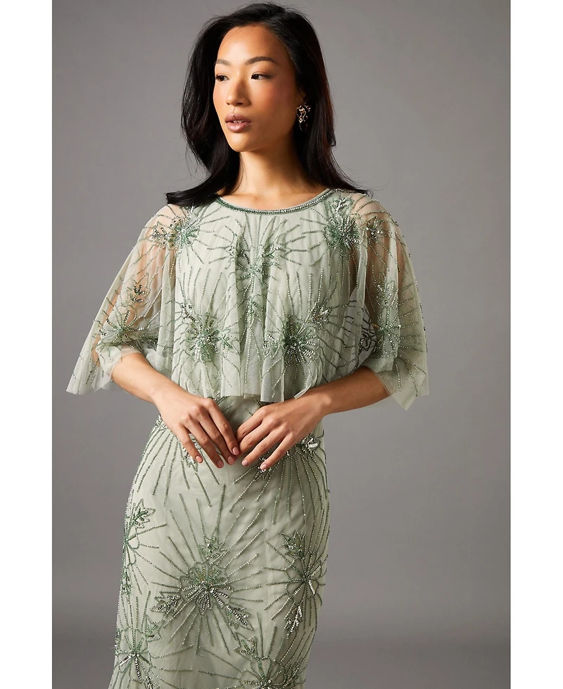 Coast Women's Floral Embellished Cape Midi Dress