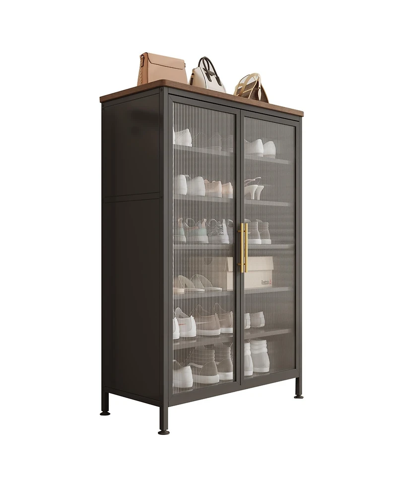 Mega Casa Shoe Storage Cabinet with Doors, 6-Tier Sturdy Support Legs, Shoes Rack Organizer for Entryway, Front Door