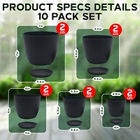 Lifemaster Campior Plastic Plant Pots with Drainage