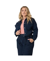 Standards & Practices Plus Drop Shoulder Cropped Indigo Jean Jacket