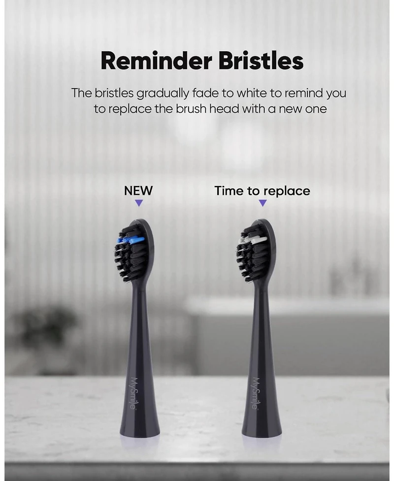 MySmile DY156 Electric Toothbrush Replacement Heads, 3 Packs (Purple)