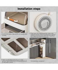 gaomon 7-Tier Waterproof Plastic Storage Cabinet,Narrow Bathroom Storage with Transparent Doors, Tissue Holder & Flip-Top Compartment, Swivel Locking