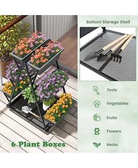 Gymax 3-tier Vertical Garden Planter Box w/ Lockable Wheels Drainage Holes for Patio