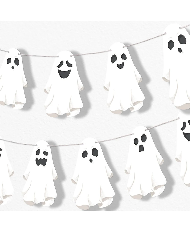 Big Dot of Happiness Spooky Ghost Garland Banner, 30 Feet of Cord, 15 Paper Ghost Shapes