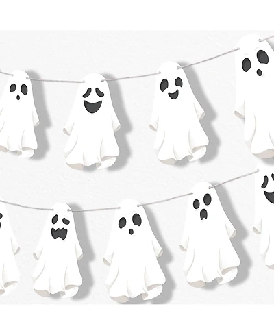 Big Dot of Happiness Spooky Ghost Garland Banner, 30 Feet of Cord, 15 Paper Ghost Shapes