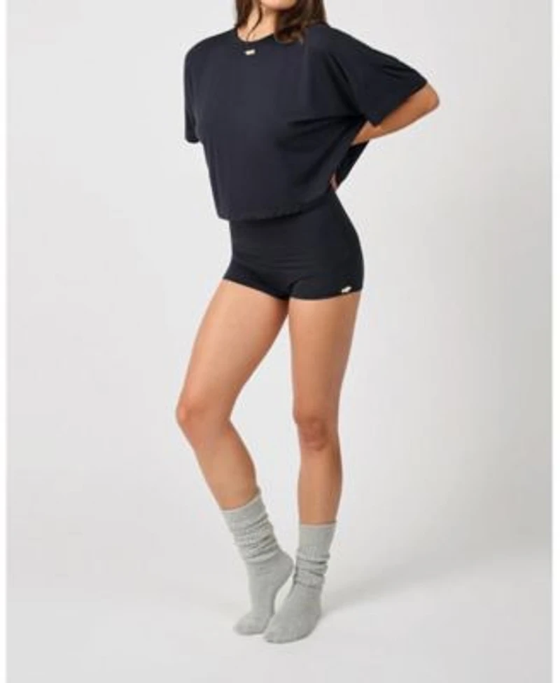 Cropped Sleep Tee Fold Over Short Pajama Set