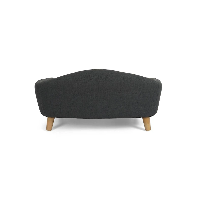Zeus & Ruta Gray Corduroy Elevated Pet Couch with Wood Legs