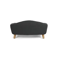 Zeus & Ruta Gray Corduroy Elevated Pet Couch with Wood Legs