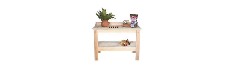 Slickblue Wooden Potting Bench Garden Table for Efficient Planting and Garden Organization