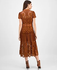 Rachel Roy Women's Jolene Collared Lace Midi Dress