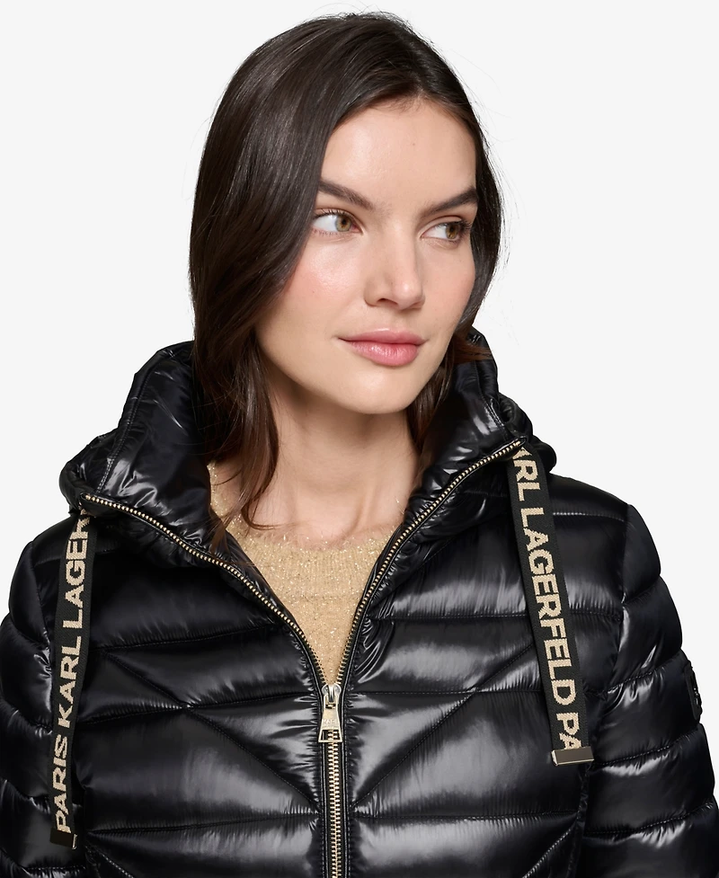 Karl Lagerfeld Paris Women's Drawstring Puffer Coat