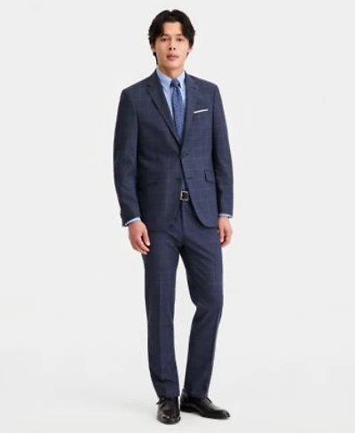 Kenneth Cole Reaction Mens Windowpane Slim Fit Techni Cole Suit Separates