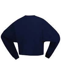 Spirit Jersey Women's Navy Indiana Fever Jumbo Print Oversized Cropped Long-Sleeve T-Shirt