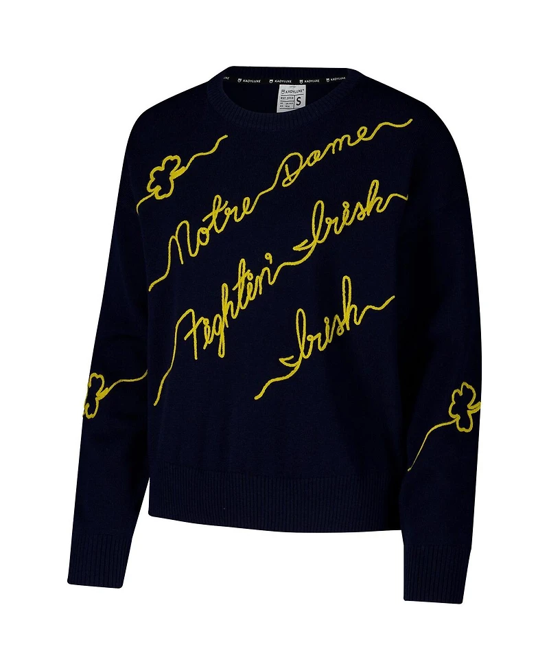 Kadyluxe Women's Navy Notre Dame Fighting Irish Love Note Pullover Sweater