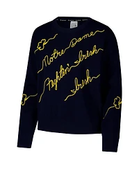 Kadyluxe Women's Navy Notre Dame Fighting Irish Love Note Pullover Sweater