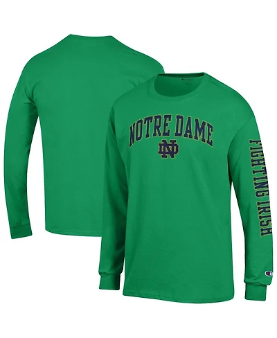 Champion Men's Kelly Green Notre Dame Fighting Irish Arch Over Logo 2-Hit Long Sleeve T-Shirt