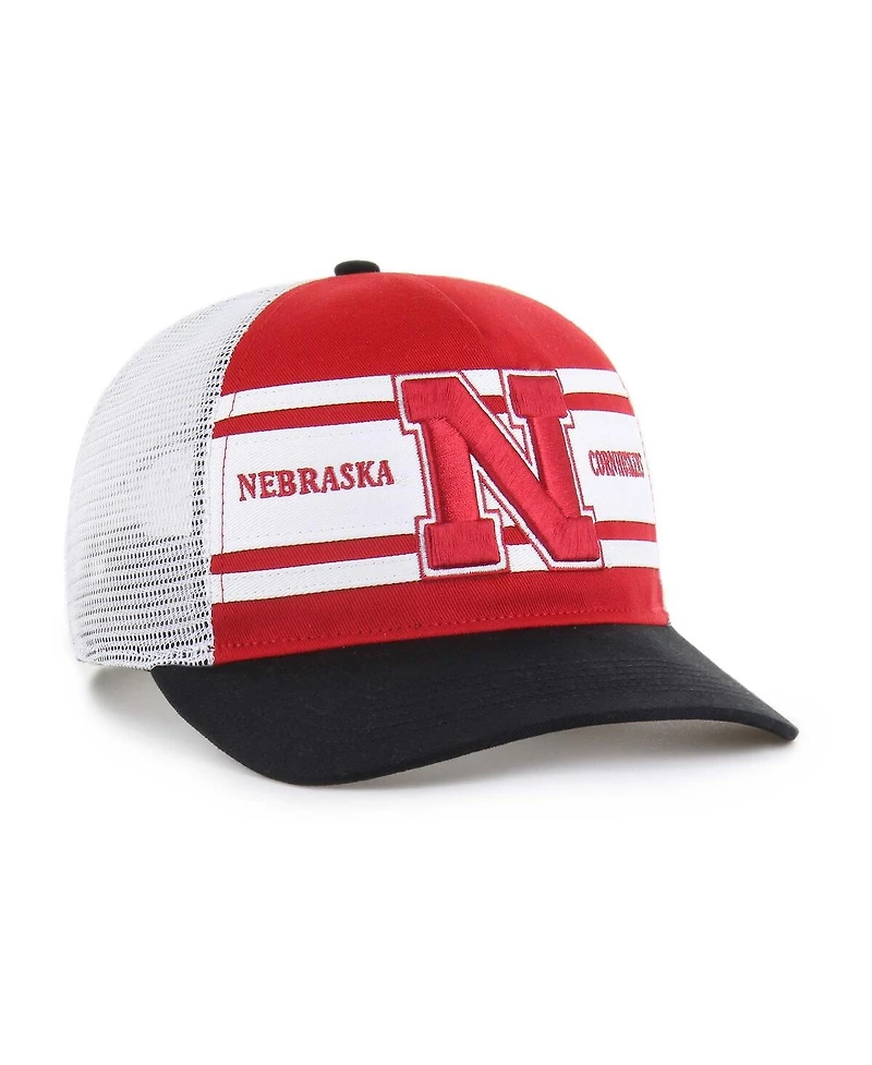 '47 Brand Big Boys and Girls Scarlet/Black Nebraska Huskers Super Stripe Hitch Adjustable Trucker Hat