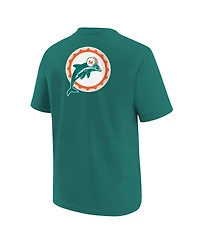 Nike Big Boys and Girls Aqua Miami Dolphins Rewind Front Back Essential T-Shirt