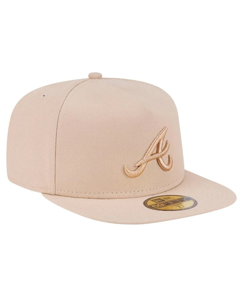 New Era Men's Light Beige Atlanta Braves Color Pack A-Frame 59FIFTY Fitted Hat