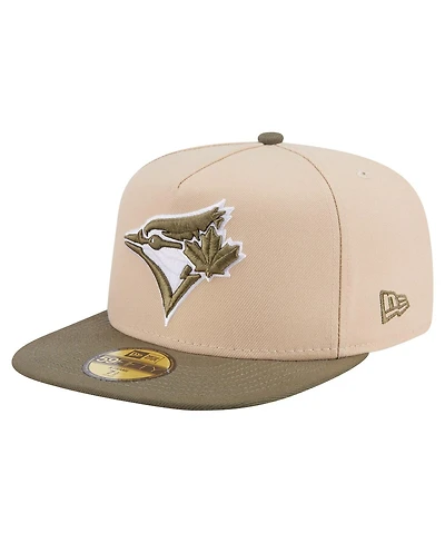 New Era Men's Light Beige/Olive Toronto Blue Jays Two-Tone Color Pack A-Frame 59FIFTY Fitted Hat