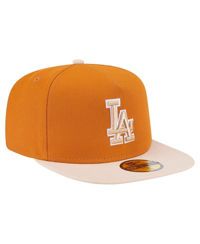 New Era Men's Orange/Light Beige Los Angeles Dodgers Two-Tone Color Pack A-Frame 59FIFTY Fitted Hat